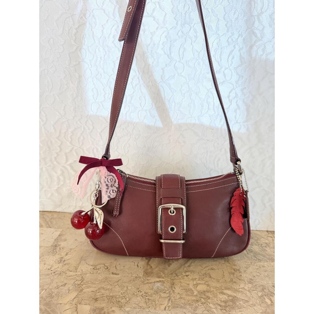 Vtg COACH Hampton burgundy leather Y2K Demi small mini shoulder bag 7540
